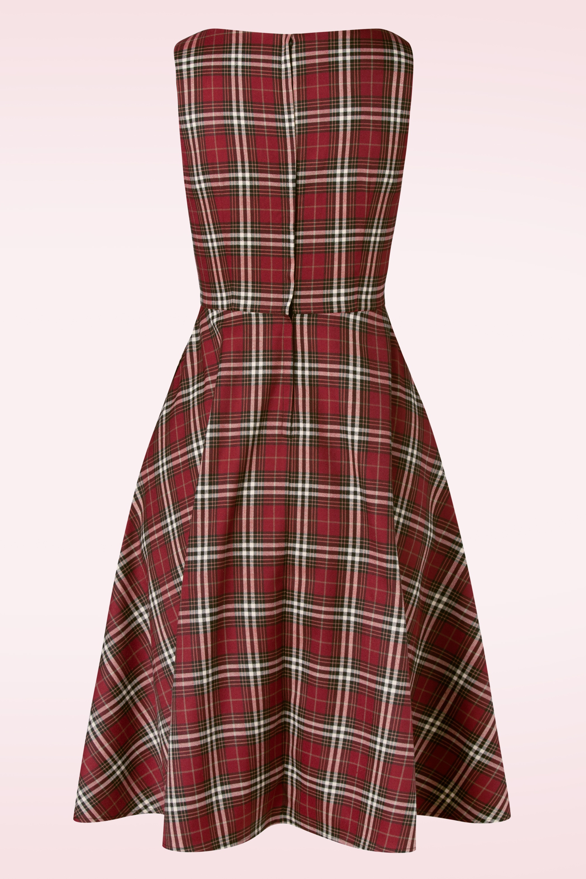 50s Winter Check Swing Dress in Red