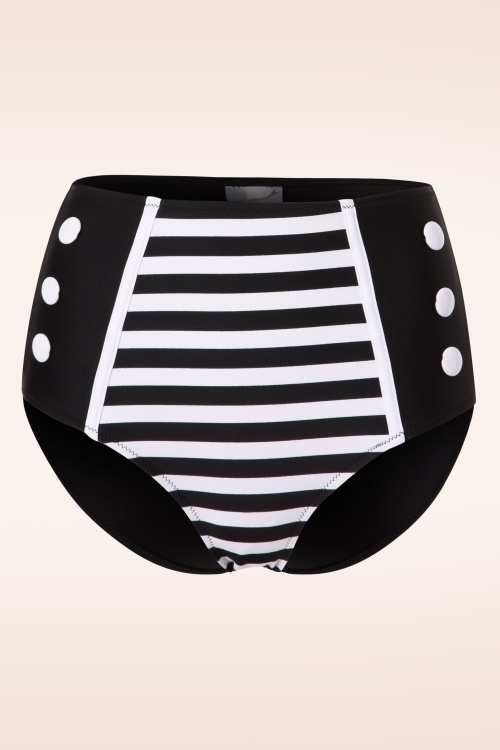 Belsira - Joelle Stripes bikinibroekje in zwart en wit 2
