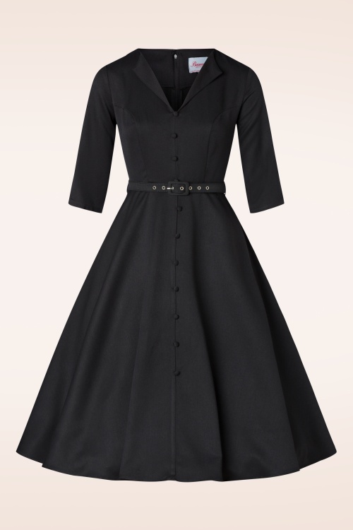 Banned Retro 50s Winter Rose Swing Dress in Black Shop at Topvintage