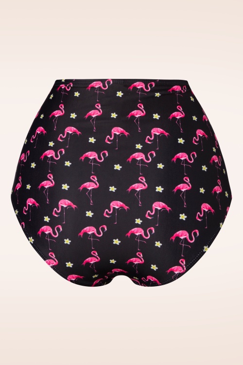 Belsira - Flamingo high waist bikinibroekje in zwart en roze 3