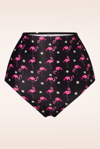 Belsira - 50s Flamingo High Waist Bikini Bottoms in Black and Pink 2