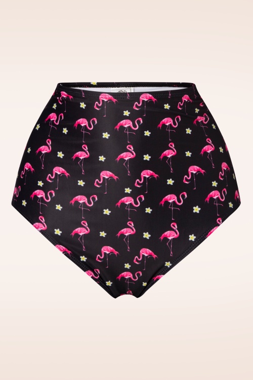 Belsira - Flamingo high waist bikinibroekje in zwart en roze 2