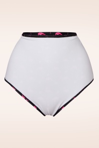 Belsira - Flamingo high waist bikinibroekje in zwart en roze 4