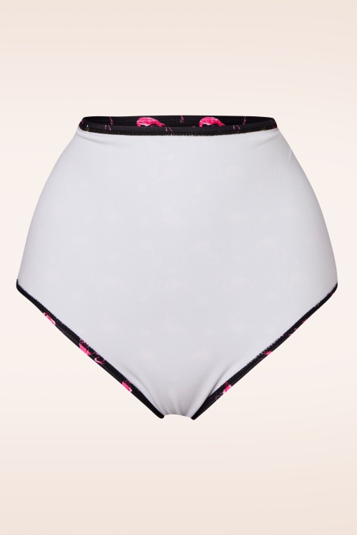 Belsira - Flamingo high waist bikinibroekje in zwart en roze 4
