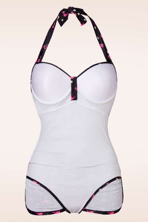 Belsira - 50s Flamingo Swimsuit in Black and Pink 4