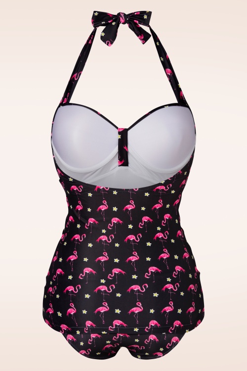 Belsira - 50s Flamingo Swimsuit in Black and Pink 5