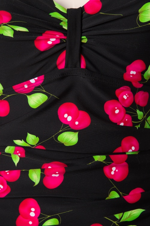 Belsira - 50s Cherry Swimsuit in Black 7