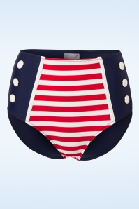Belsira - Joelle Stripes Bikini Pants Années 50 en Bleu Marine et Rouge 2