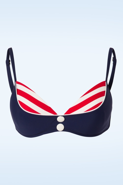 Belsira - Joelle Stripes bikinitop in marineblauw en rood 5
