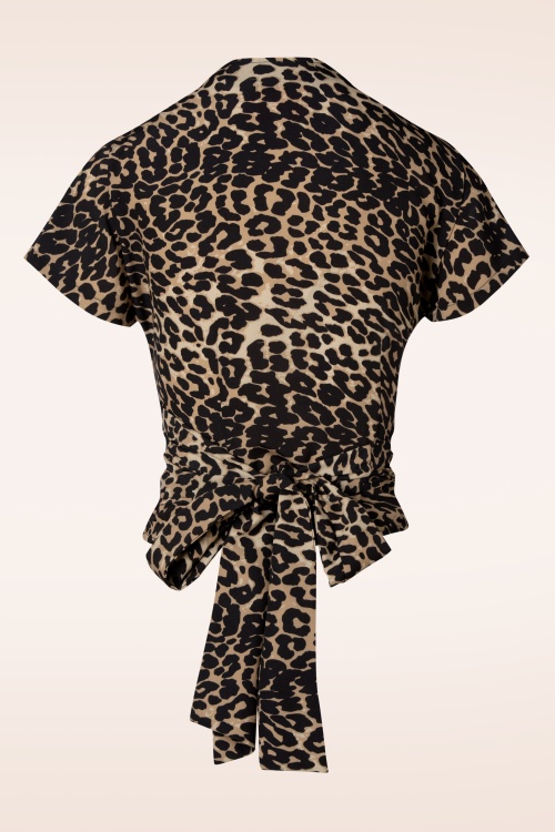 Rock N Romance - Darla Short Sleeve Wrap Blouse in Leopard 2