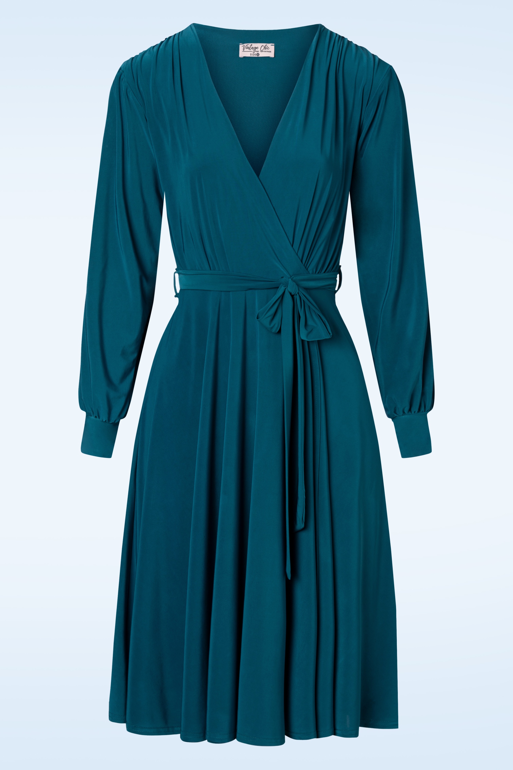 Vintage Chic for Topvintage - Trishia swing jurk in groenblauw 2