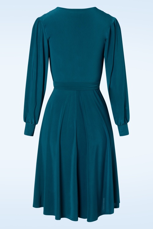Vintage Chic for Topvintage - Trishia swing jurk in groenblauw 3