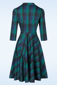 Hearts & Roses - 50s Jane Swing Dress in Navy and Green 4