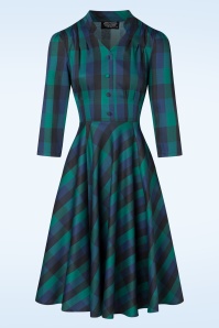 Hearts & Roses - 50s Jane Swing Dress in Navy and Green 2