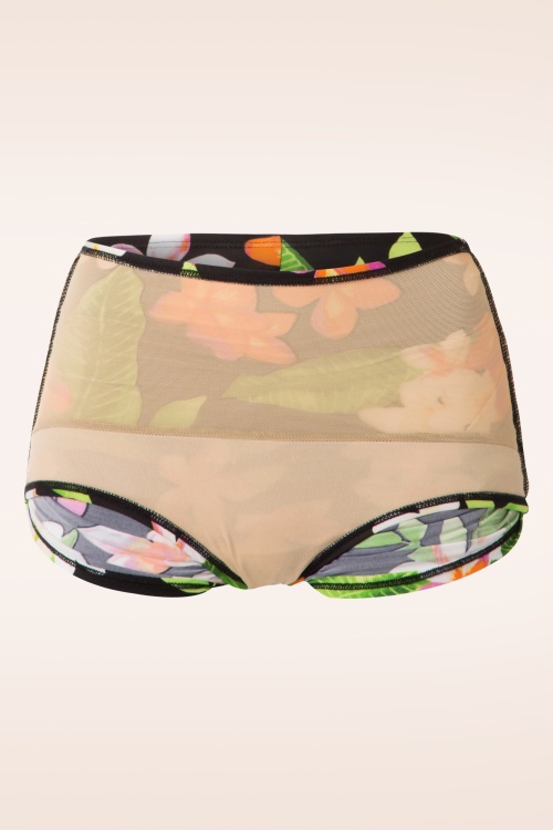 Esther Williams - 50s Classic Floral Bikini Pants in Black 7