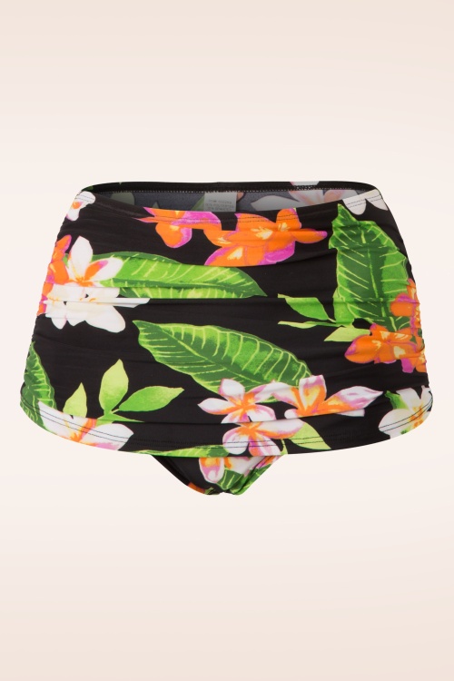 Esther Williams - 50s Classic Floral Bikini Pants in Black 5