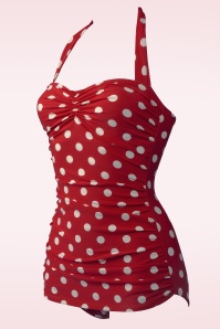 Esther Williams - 50s Classic Polkadot One Piece Swimsuit in Red and White 3