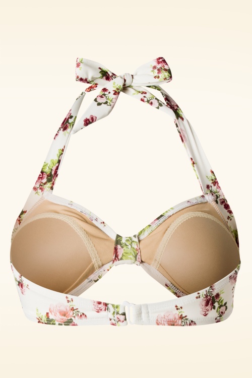 Esther Williams - 50s Classic Flowers Romance Bikini Top in Cream 6