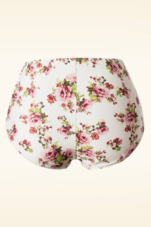 Esther Williams - 50s Classic Flowers Romance Bikini Pants in Cream 5