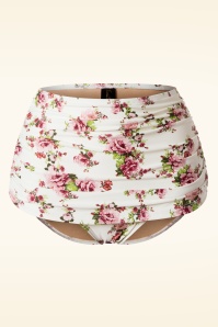 Esther Williams - 50s Classic Flowers Romance Bikini Pants in Cream 2