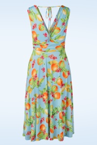 Vintage Chic for Topvintage - Jane Lemon Floral swingjurk in lichtblauw 2