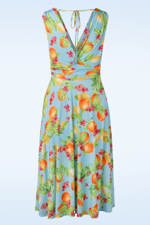 Vintage Chic for Topvintage - 50s Jane Lemon Floral Swing Dress in Light Blue 2