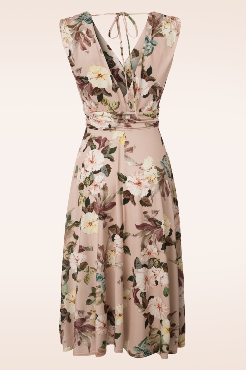 Vintage Chic for Topvintage - Jane bloemen midi-jurk in lichtroze 3