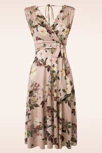 Vintage Chic for Topvintage - Jane bloemen midi-jurk in lichtroze 2