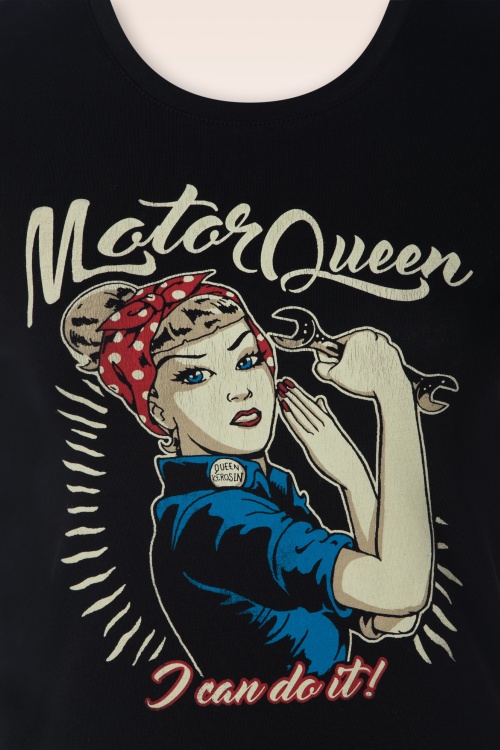 Queen Kerosin - T-Shirt I Can Do It Motor Queen Années 50 en Noir 3