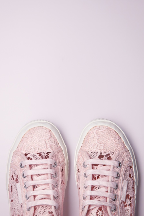 Superga - Macramé sneakers in roze  2