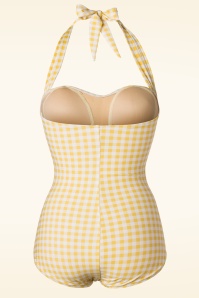 Esther Williams - 50s Summer Gingham One Piece Swimsuit in Yellow and White 5