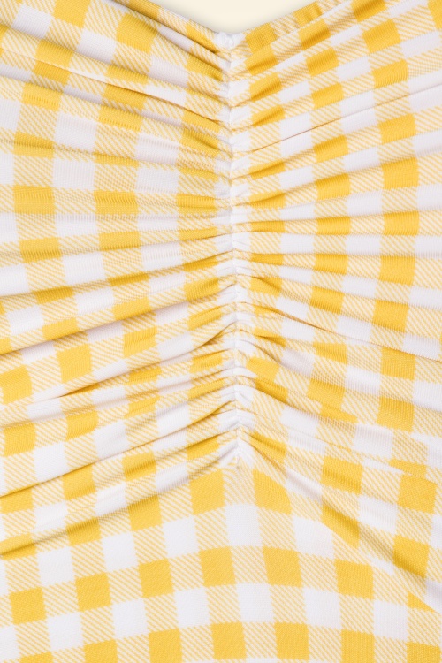 Esther Williams - Zomer Gingham badpak uit één stuk in geel en wit 7