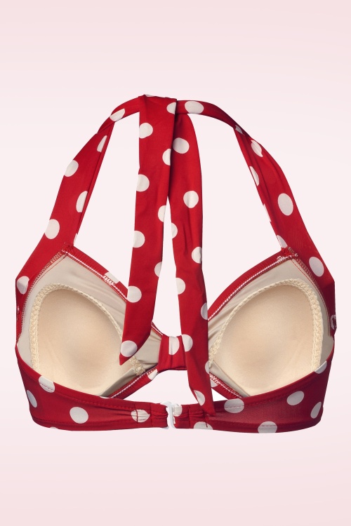 Esther Williams - Klassieke polka bikinitop in rood en wit 6