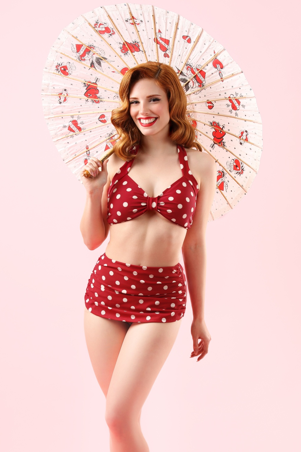 Red polka dot bikini uk online