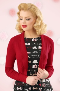 Collectif Clothing - Jean Knitted Bolero Années 50 en Rouge 
