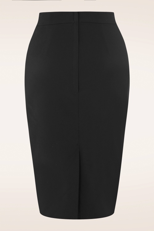 Collectif Clothing - 50s Polly Bengaline Skirt in Black 4