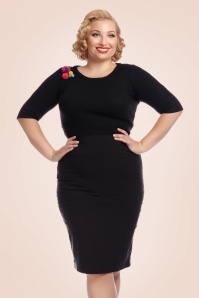 Collectif Clothing - 50s Polly Bengaline Skirt in Black 3