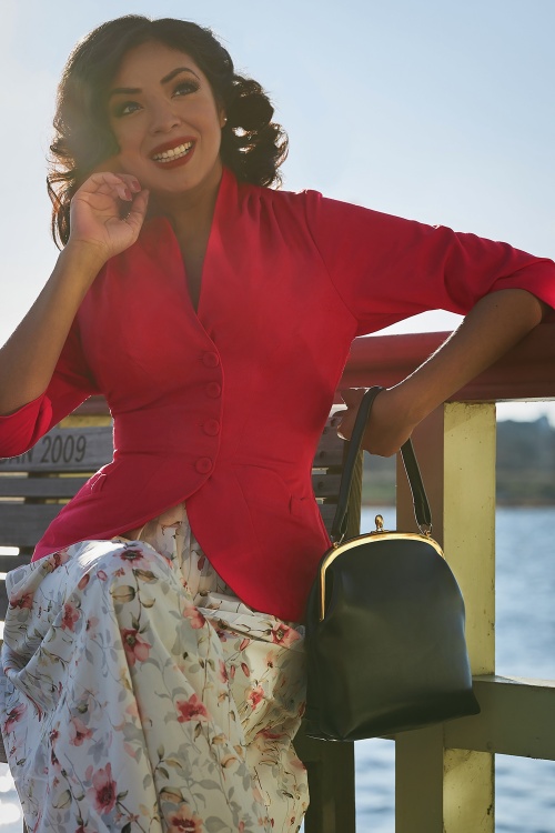 Miss Candyfloss - Liza Lou Blazer Jacket Années 50 en Rouge