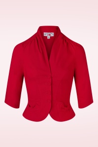Miss Candyfloss - 50s Liza Lou Blazer Jacket in Red 2