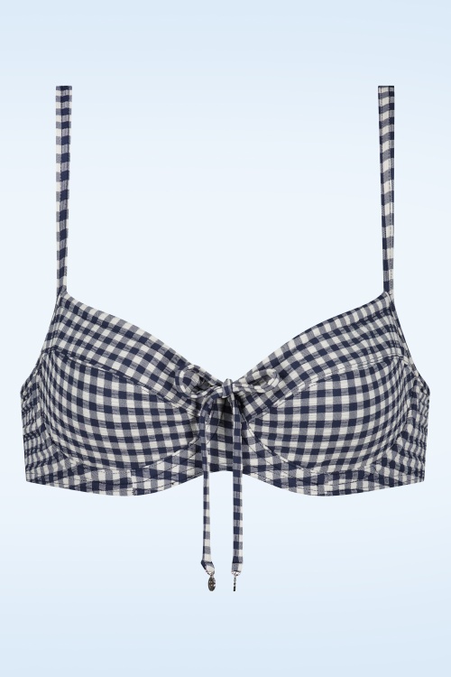 Cyell - Gingham Gal High Waist Bikini Briefs en Bleu et Blanc