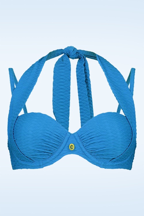TC Beach - Multiway bikinitop in blue snake 2