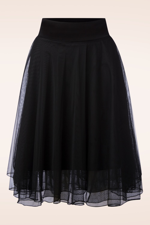 LaLamour - Mendy mesh gelaagde rok in zwart