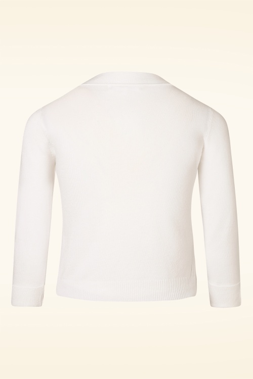 Mak Sweater - 50s Oda Open Front Cardigan in White 2