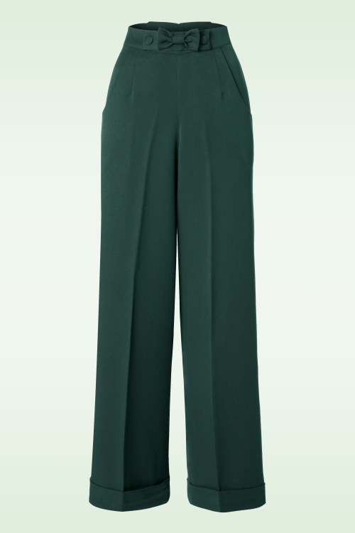 Banned Retro - 40s Hidden Away Trousers in Teal 2