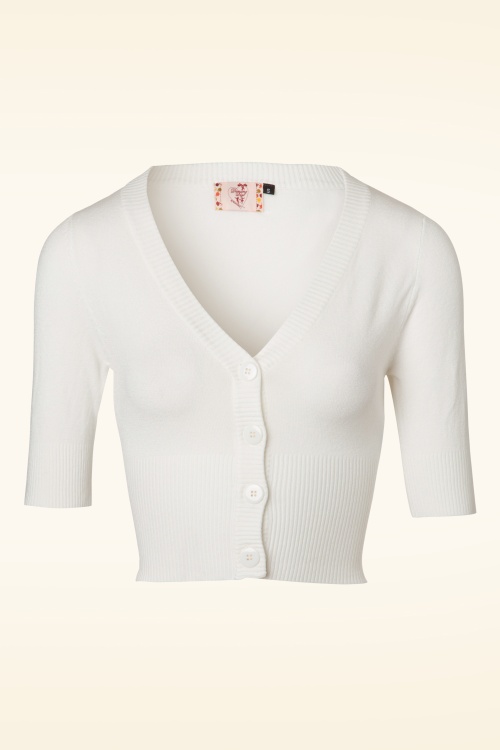 Banned Retro - 50s Overload Cardigan in Ivory White 2