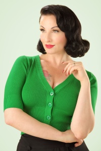 Banned Retro - 50s Overload Cardigan in Grass Green