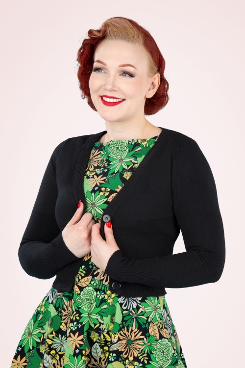 Banned Retro - 50s Lets Go Dancing Cardigan in Night Blue