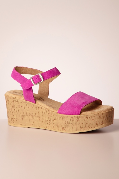 s.Oliver - Rory Suede Wedge Sandals in Fuchsia  3