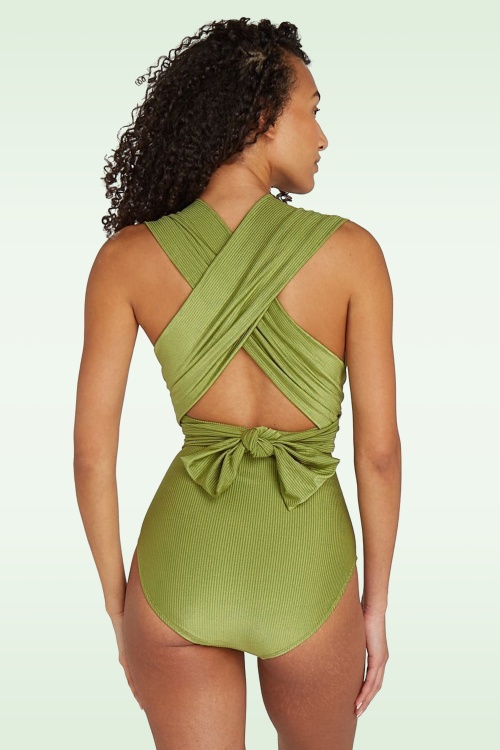  - Multiway Swimsuit in Shiny Green Rib 2