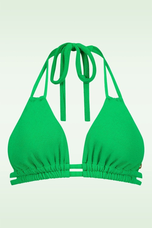 TC Beach - Slide Triangle bikini top in bright green relief 2